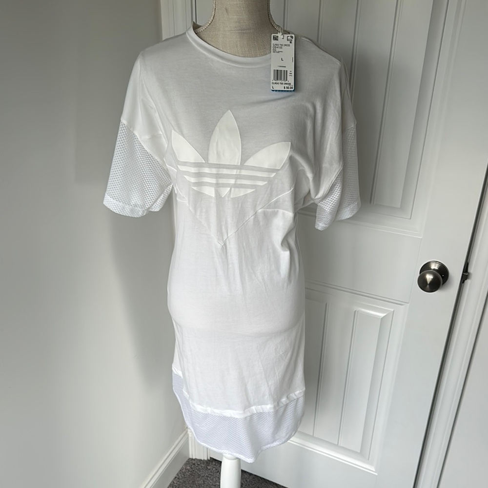 Adidas White Mesh T-Shirt Dress